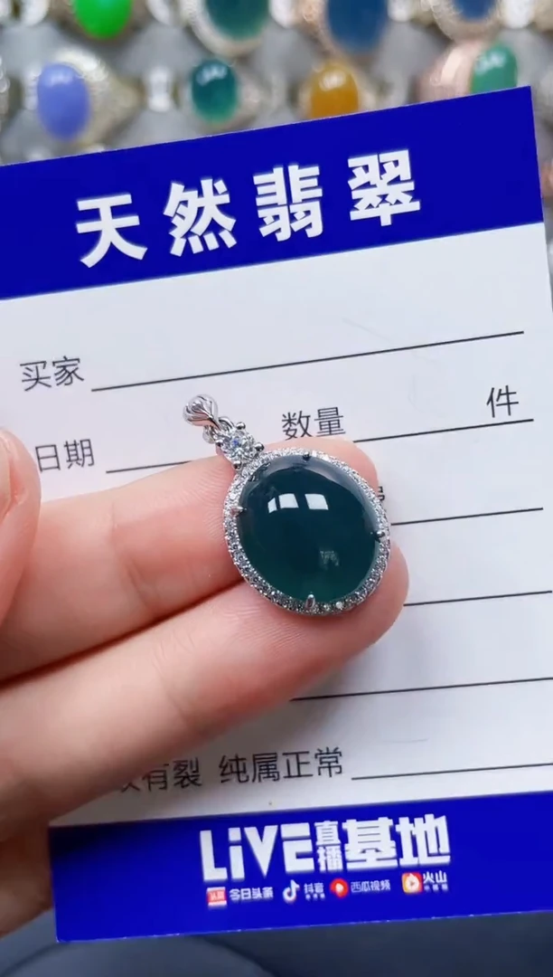 颈饰银S925镶嵌翡翠389
