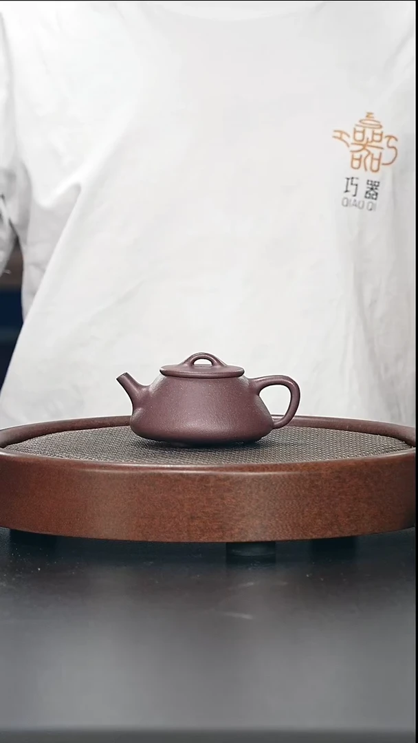 茶壶紫砂平盖石瓢-紫泥-全手工无添加-170cc