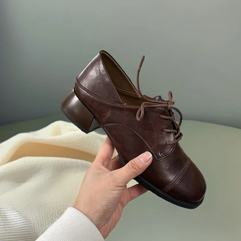 2453-D2-圆头粗跟乐福单鞋女