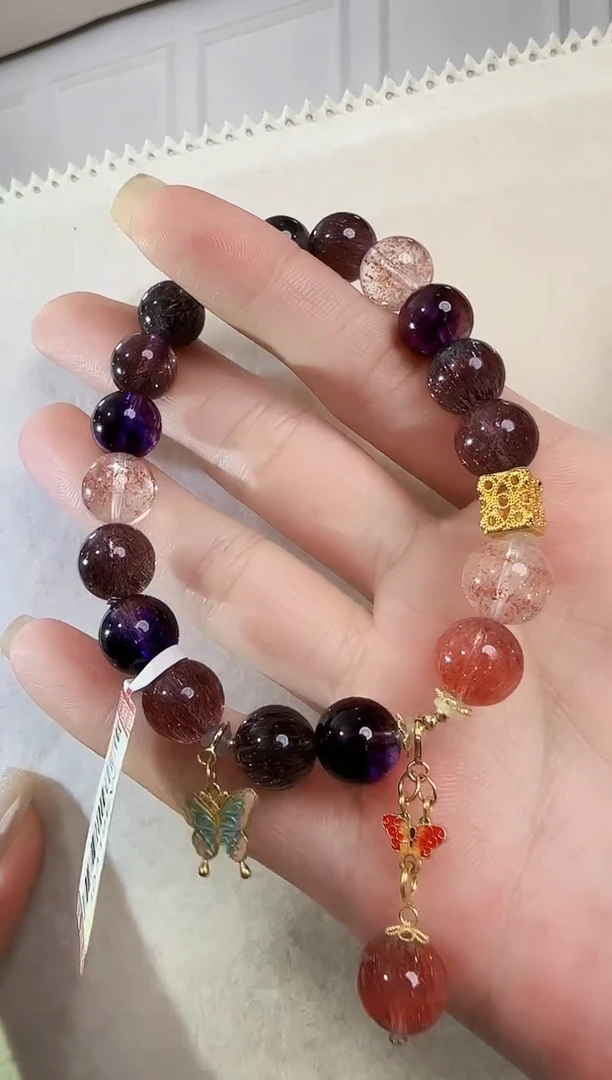 颈饰18K金镶嵌水晶超七18K金单圈手链