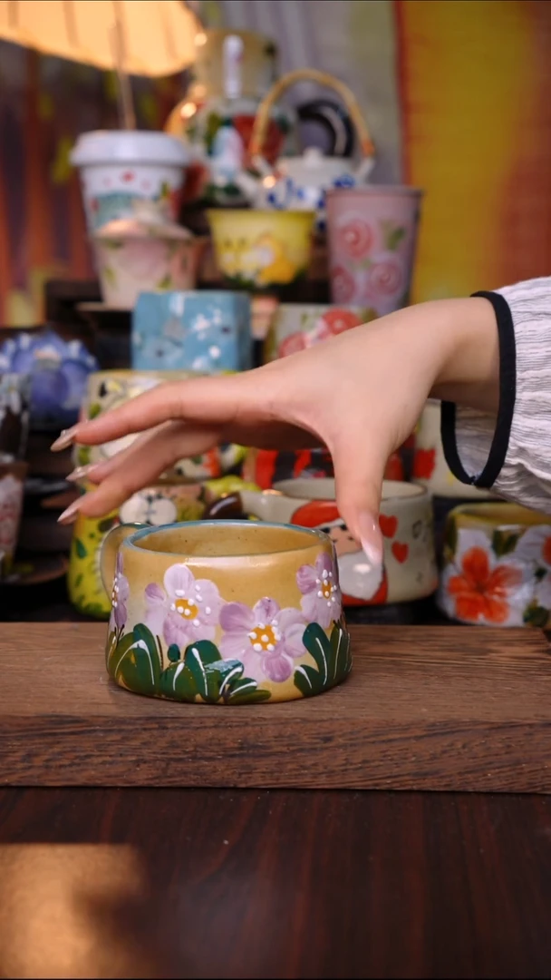 杯子陶泥垚手作 景德镇手工手绘陶瓷器物