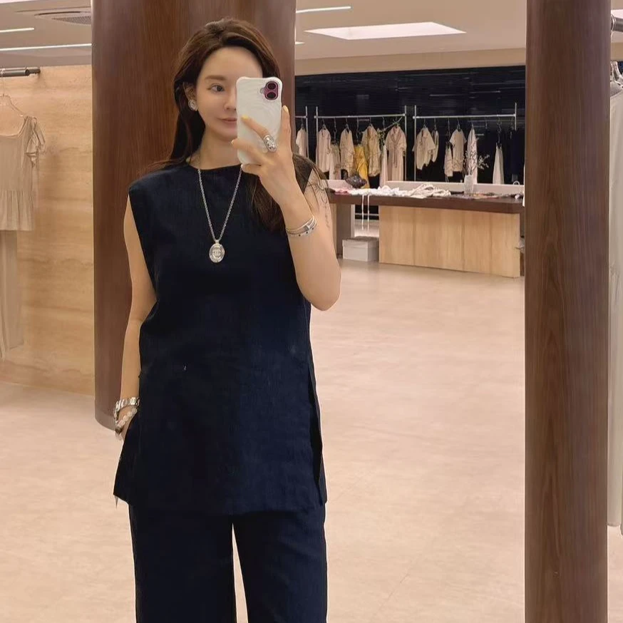 【小熊专属】UA气质老钱风亚麻套装6082