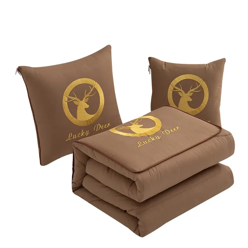 【全棉刺绣】抱枕被两用二合一折叠靠垫被可爱加厚车载毯子午休