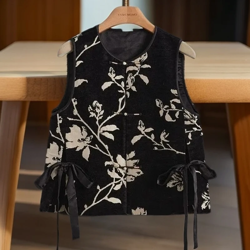 2025春款女装新中式中国风清冷禅意提花马甲气质洋气叠穿背心坎肩
