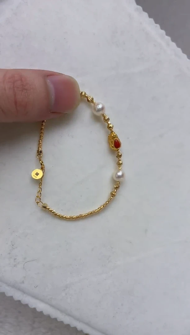 银S925镶嵌手链海水珍珠