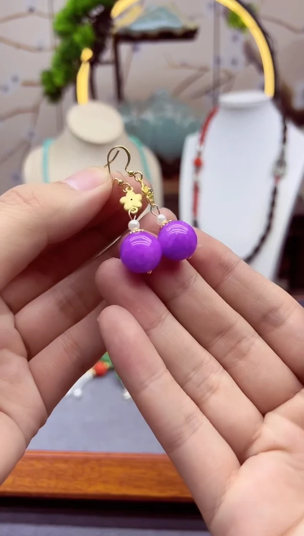 【闪购商品】翡翠耳饰14K金镶嵌E392``````