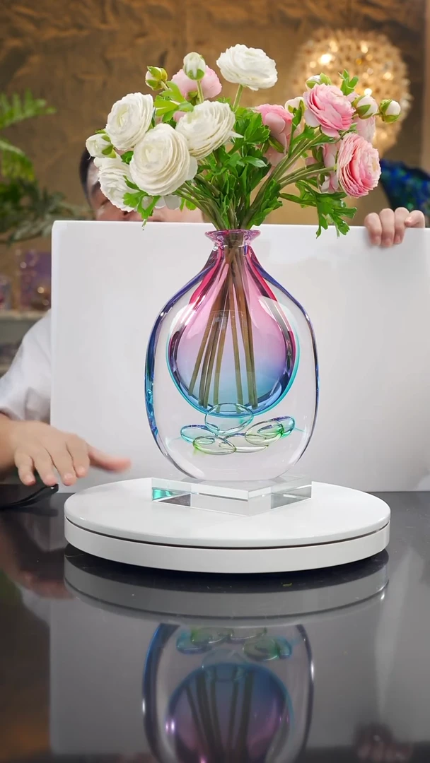 摆件设计款金红蓝花瓶摆件