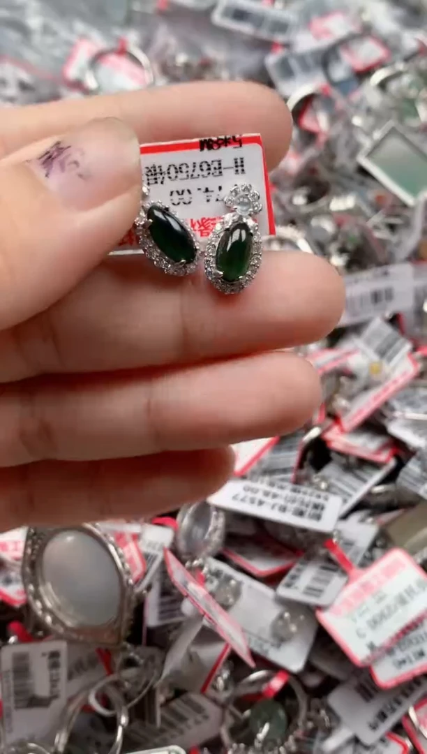 银S925镶嵌戒指翡翠天然A货缅甸翡翠