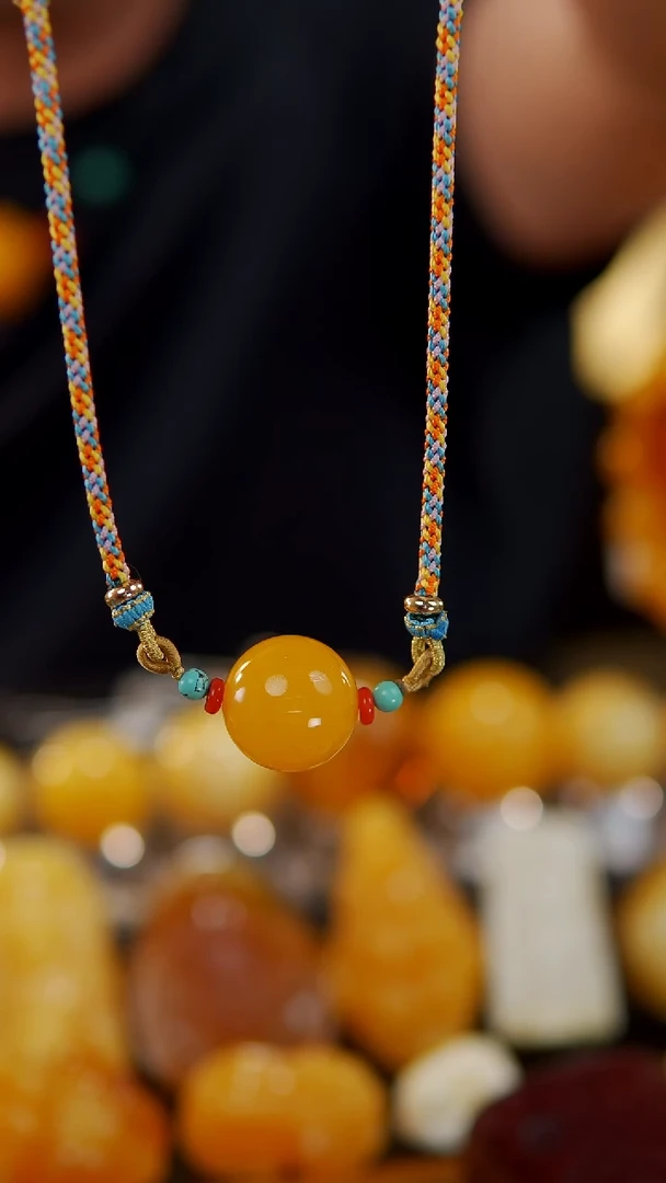 【闪购商品】蜜蜡颈饰未镶嵌10.99焦皮料圆珠锁骨链