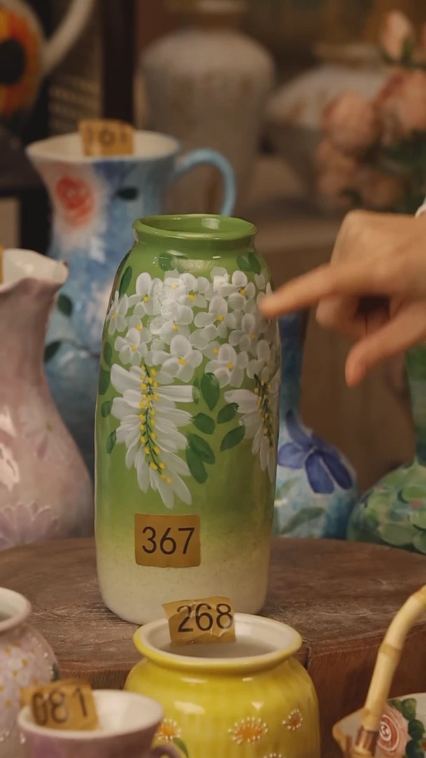 陶瓷景德镇设计师手作花器摆件侘寂风@M367@