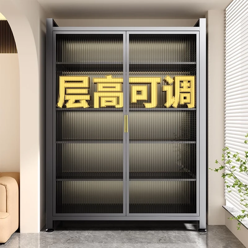 家用储物柜子落地多层置物架一体靠墙防尘防晒阳台多功能收纳柜