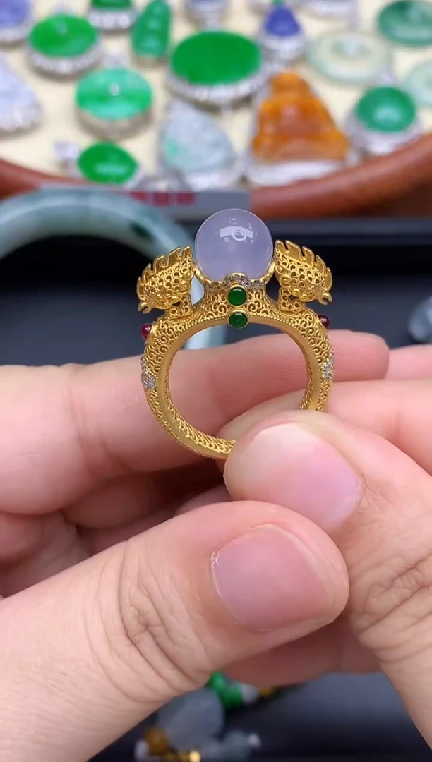 18K金镶嵌戒指翡翠645-中国好珍宝