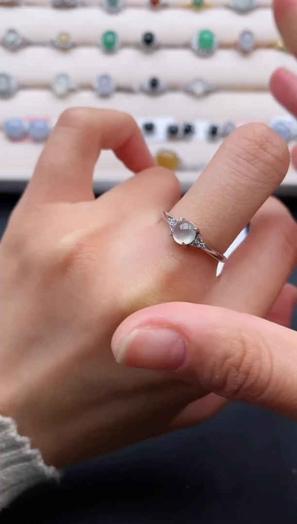 银S925镶嵌戒指翡翠111111111+6