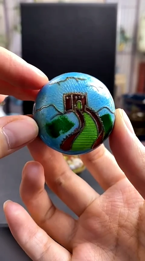 【闪购商品】非遗技艺 景泰蓝粉盒长城天蓝（微瑕）