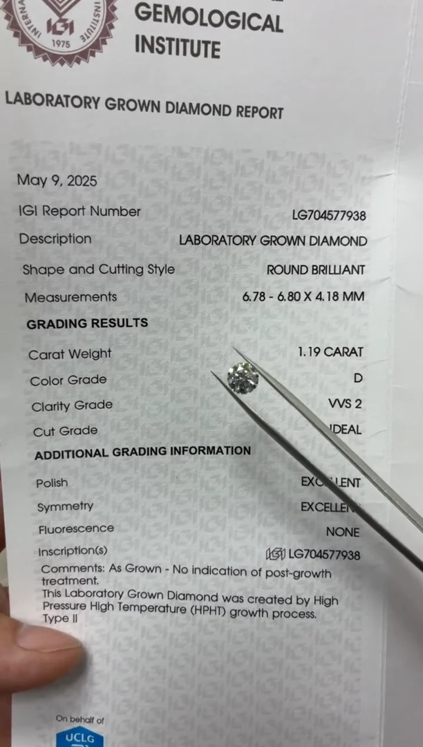 实验室培育钻石裸石未镶嵌圆形裸石