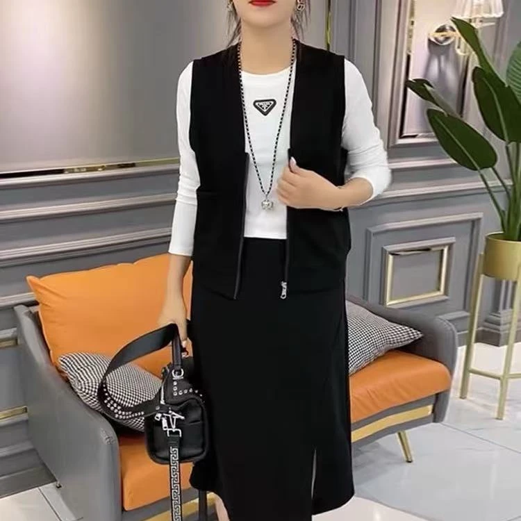 洋气搭配马甲➕半身裙时尚休闲两件套套装