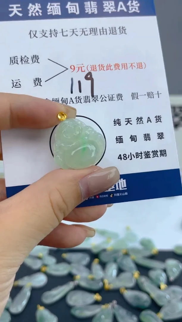 颈饰18K金镶嵌翡翠天然A货翡翠  119