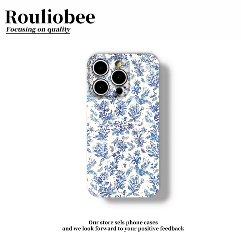 青花瓷花纹适用苹果16promax手机壳iPhone15华为vivo小米12oppo套