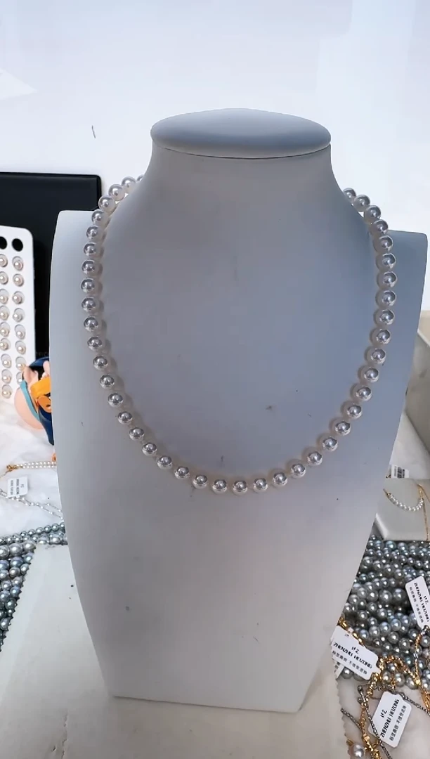 淡水珍珠银S925镶嵌颈饰项链