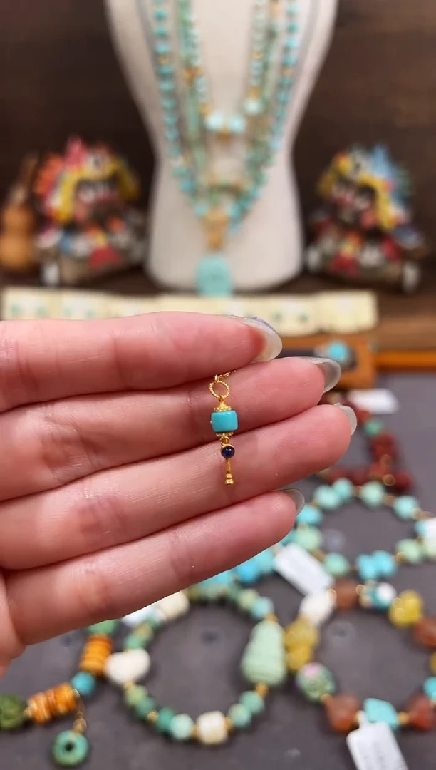 绿松石18K金镶嵌提溜绿松石提溜