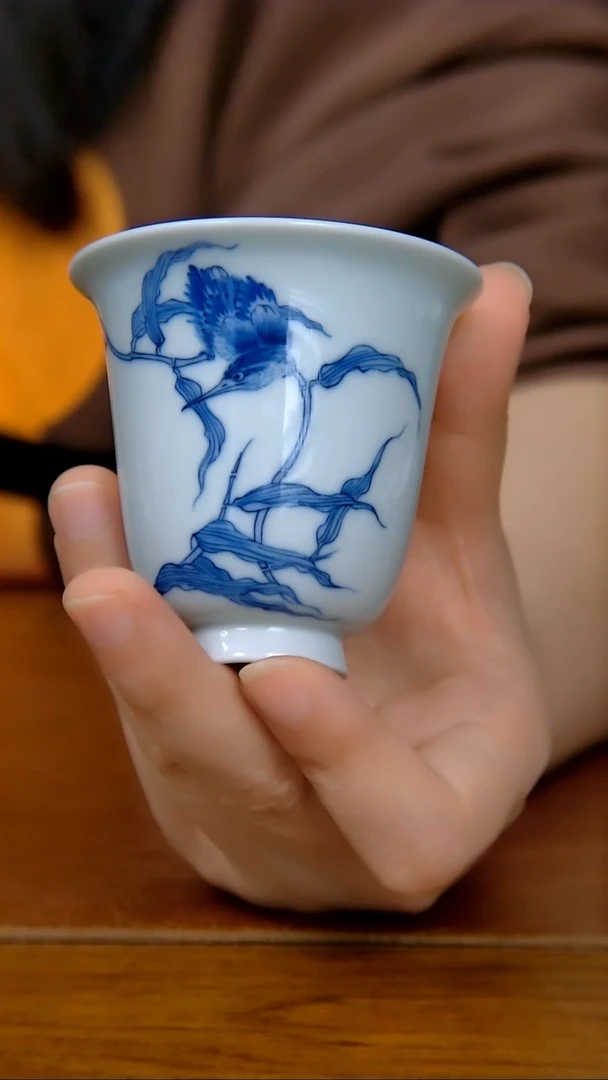 【闪购商品】陶瓷单翠闻香杯（柴窑）