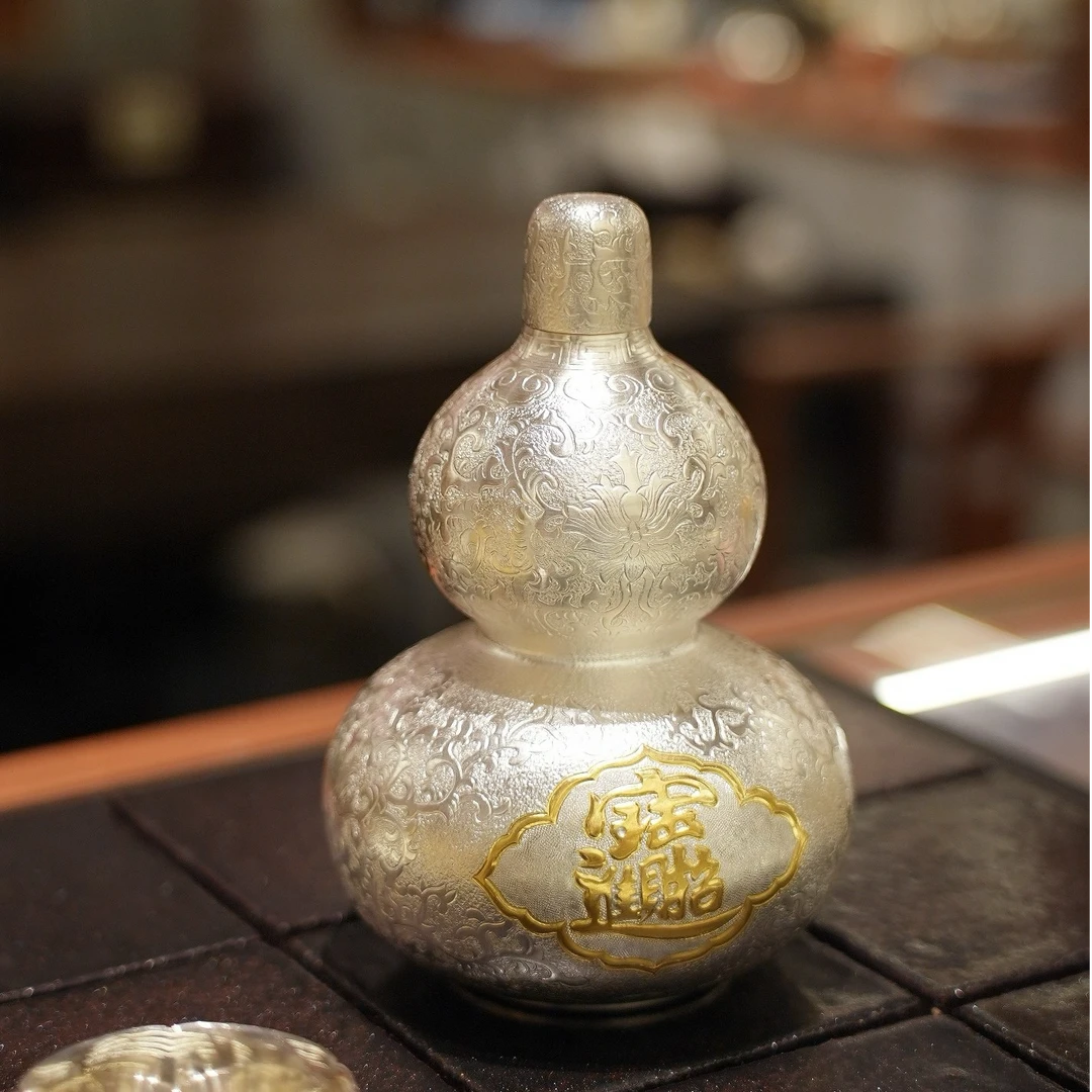 银壶家族全手工制作葫芦银酒瓶创意手工款一斤装600克