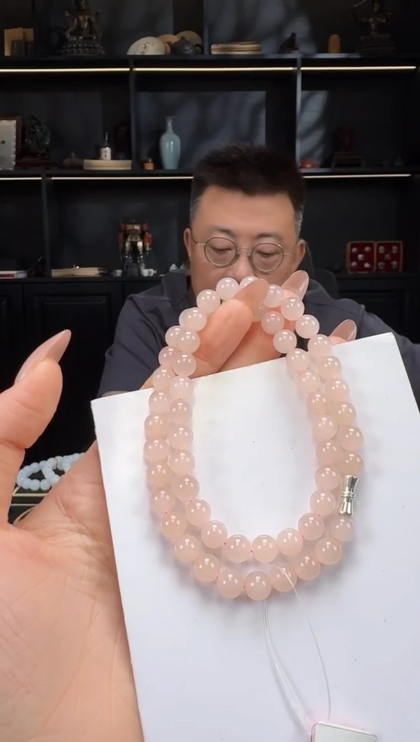 颈饰未镶嵌和田玉8mm藕粉项链