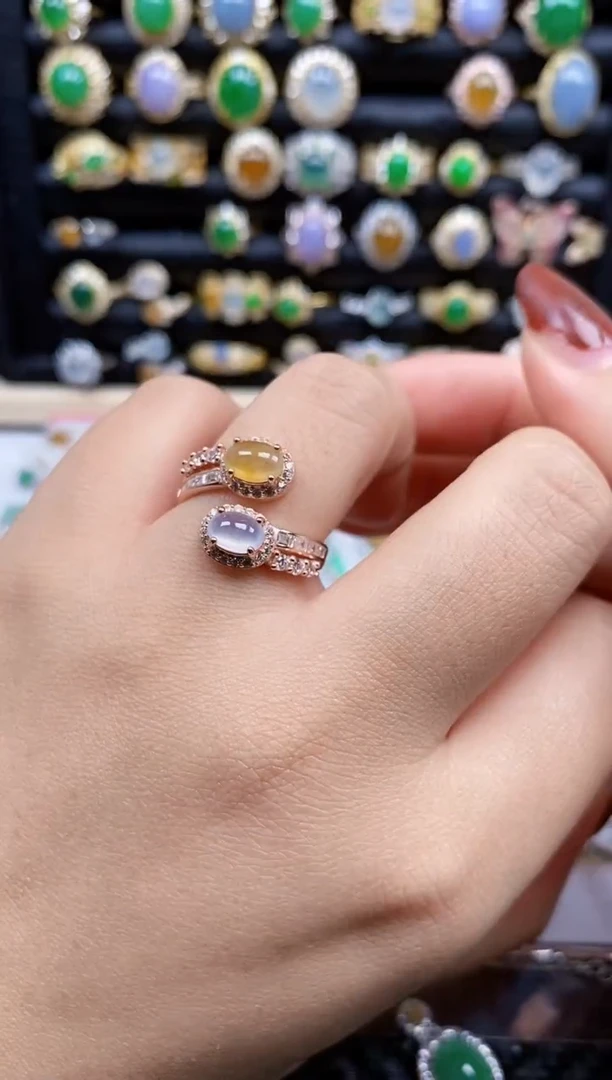 银S925镶嵌戒指翡翠7584