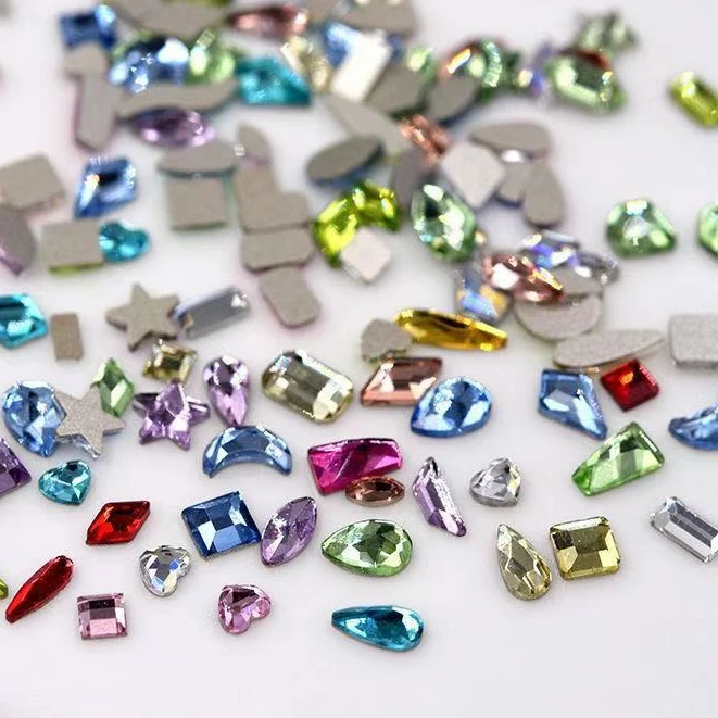 小号1440颗各种色单拍直播专享高品K9异形平底美甲钻饰品手工DIY