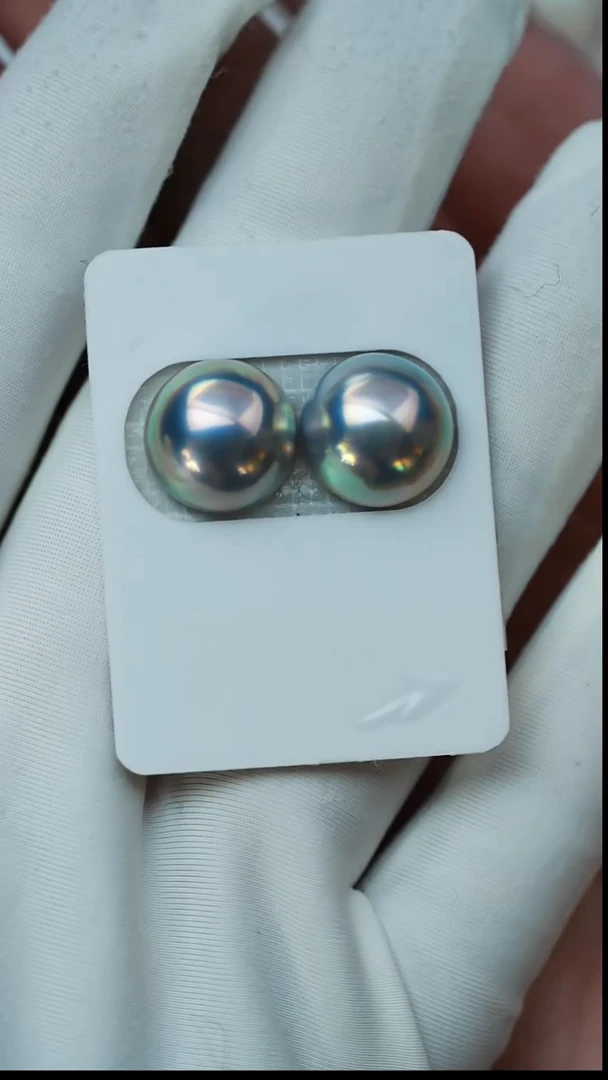 拼合珍珠（马贝珠）裸珠星空蓝马贝11-12mm对珠裸珠