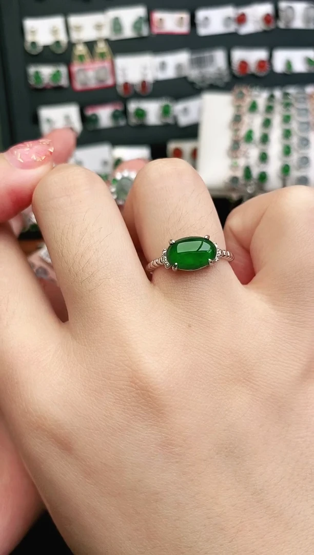 翡翠戒指银S925镶嵌戒指