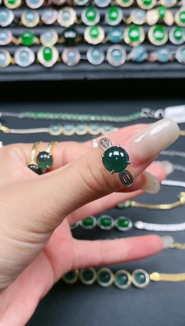 翡翠戒指银S925镶嵌11111