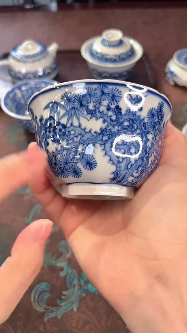 镹曰陶柴窑手工手绘青花