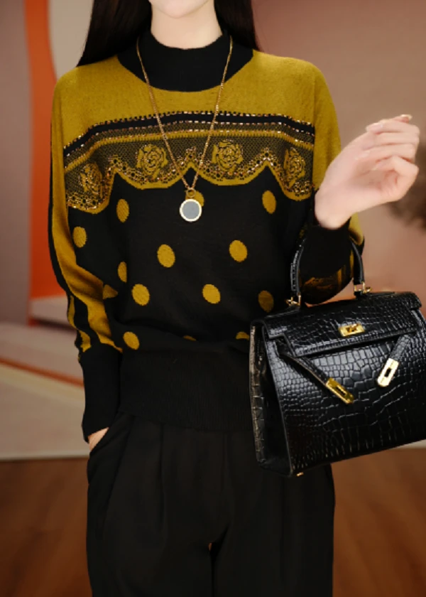 素曼 秋季新款含绵羊毛衣针织毛线衣柔软保暖百搭上衣V25Q1787