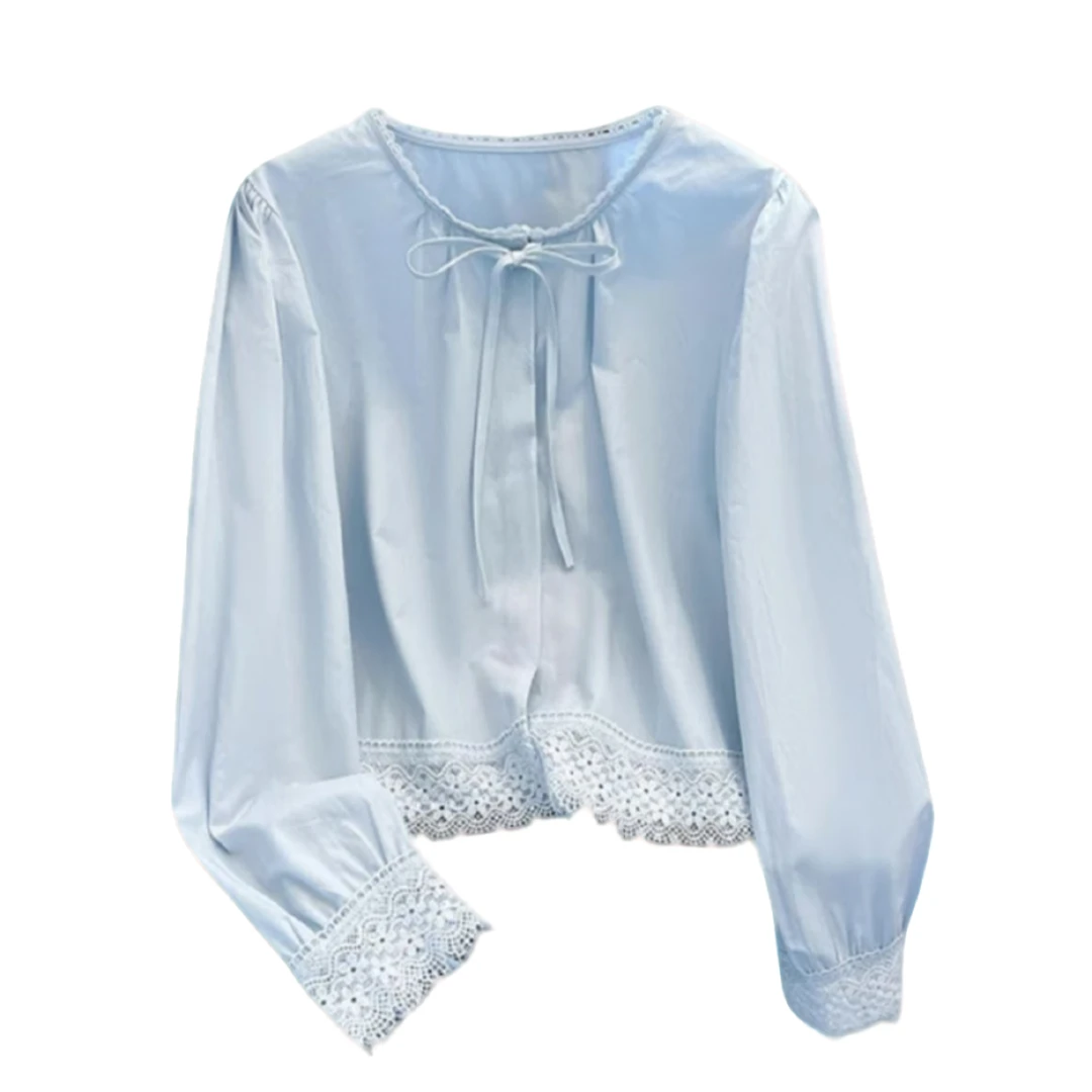 【BILU VTG】 139|蓝色花边领拼接衬衫BL2025209