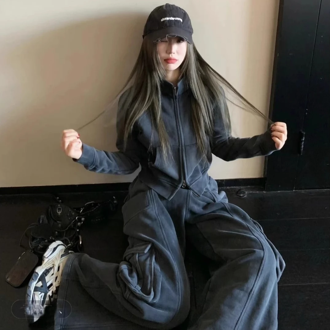 2025超火开春灰色休闲运动卫衣套装女春秋高级感减龄洋气两件套潮