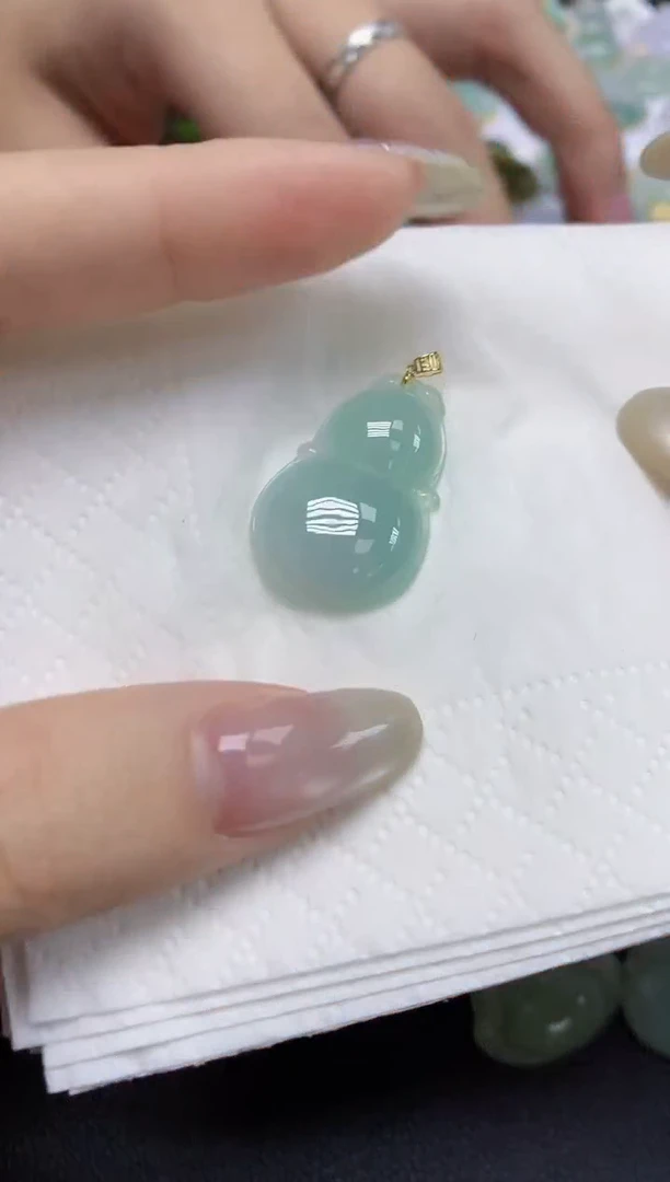 【闪购商品】翡翠18K金镶嵌颈饰天然缅甸翡翠A货