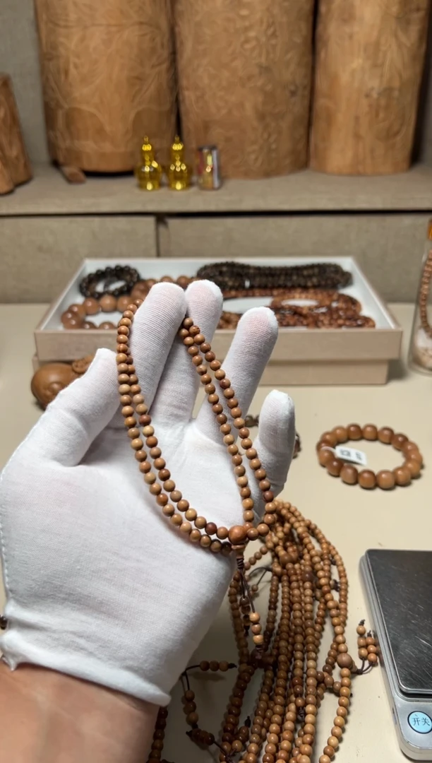 檀香木手串/手链四抛料老山檀香0.5/108瑕疵福利