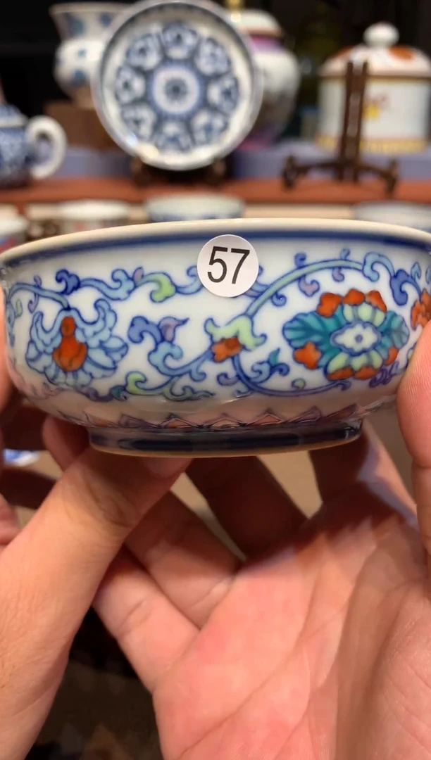 飞*57斗彩花卉炉式杯cl102