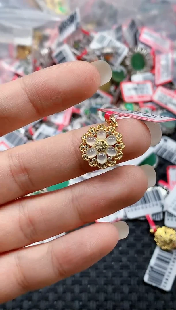 银S925镶嵌戒指翡翠天然A货缅甸翡翠