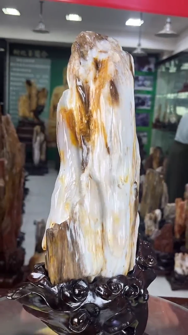 缘****理缅甸天然树化玉摆件