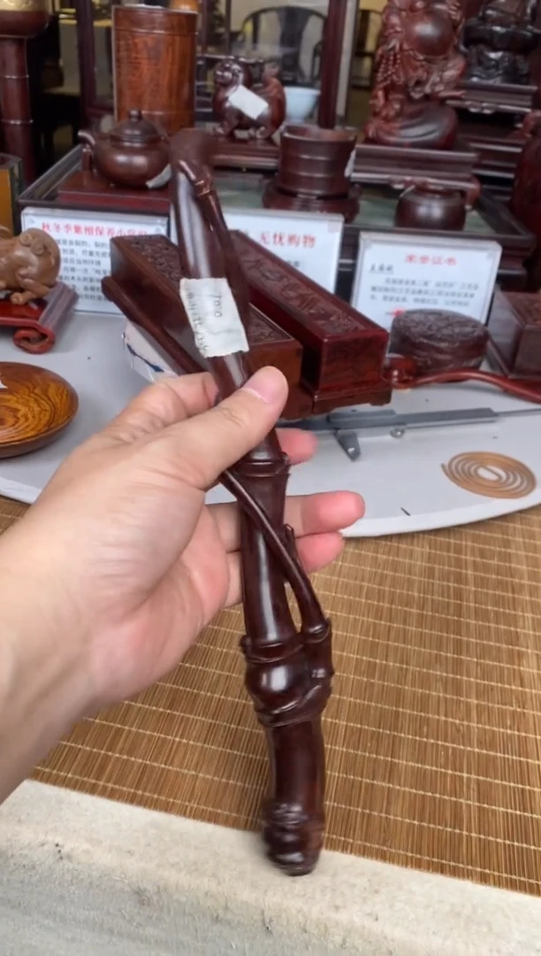 紫檀木类端景台竹节棍子