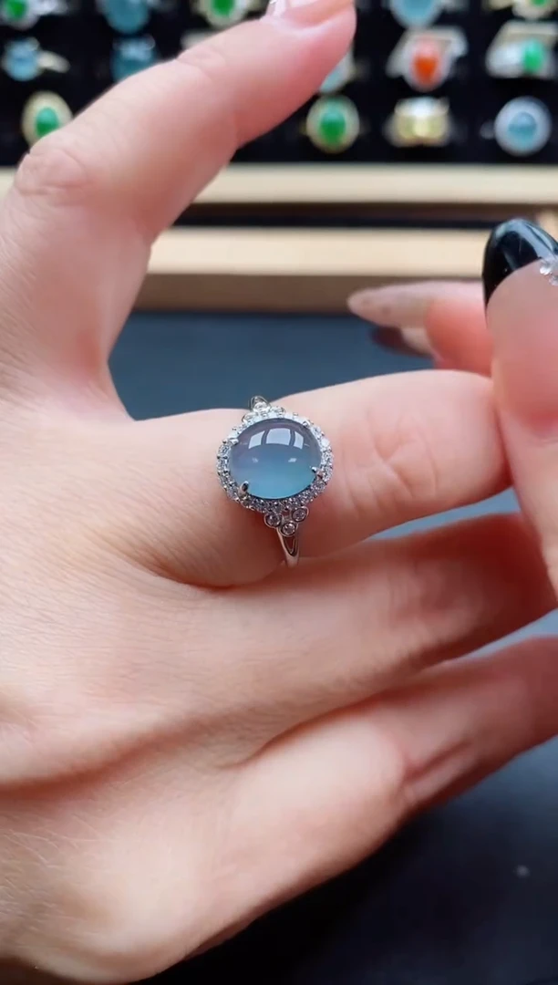 银S925镶嵌戒指翡翠1