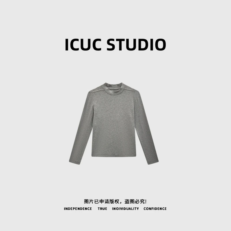 ICUC STUDIO- "三角内搭"秋冬打底长袖亲肤休闲T恤女3155