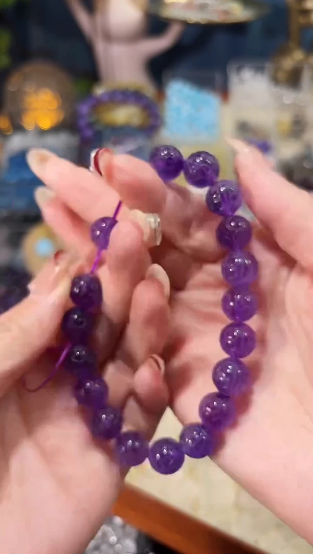 【闪购商品】水晶手串未镶嵌深色紫水晶回纹一颗卡11+