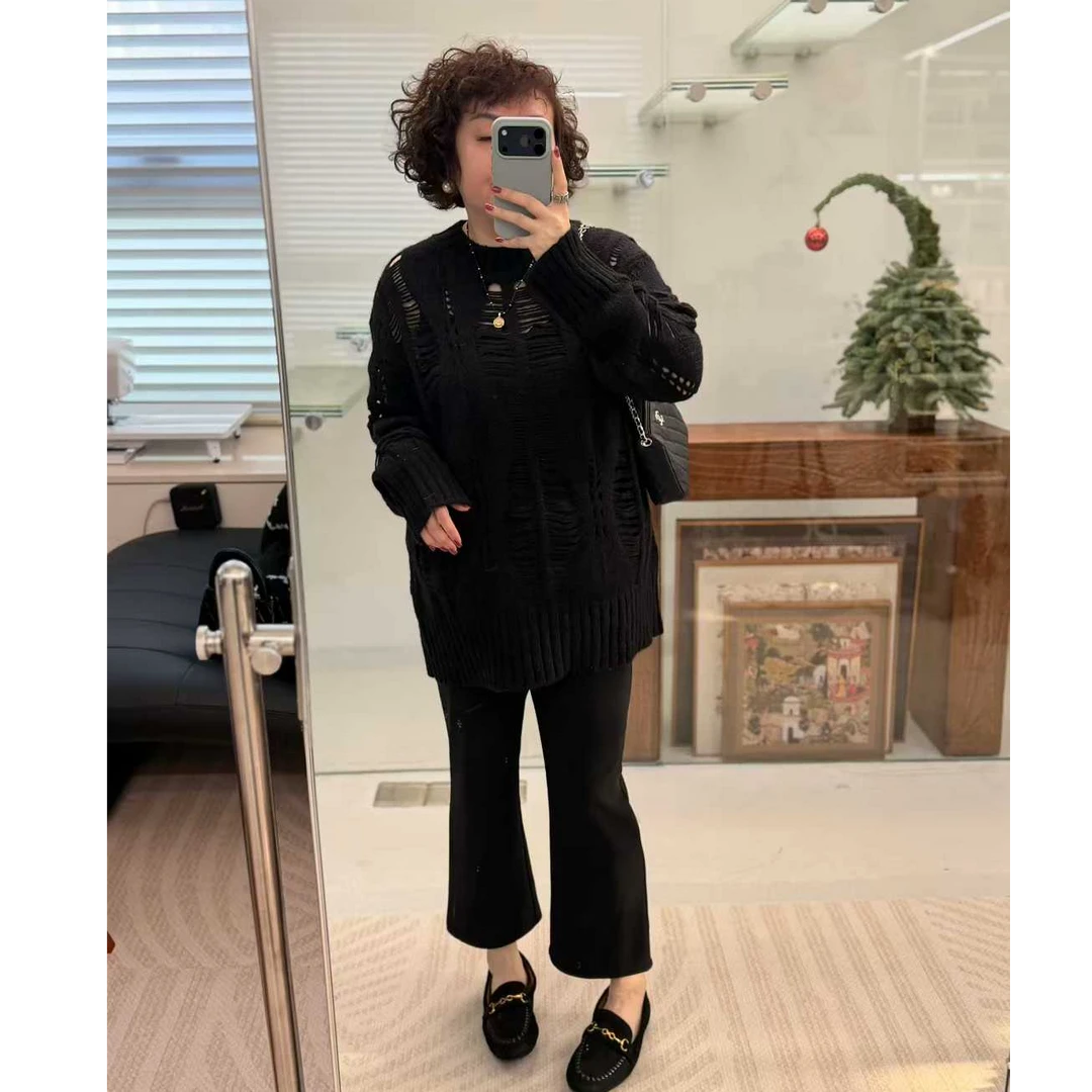 MEET  冬季高品质破洞羊毛毛衣