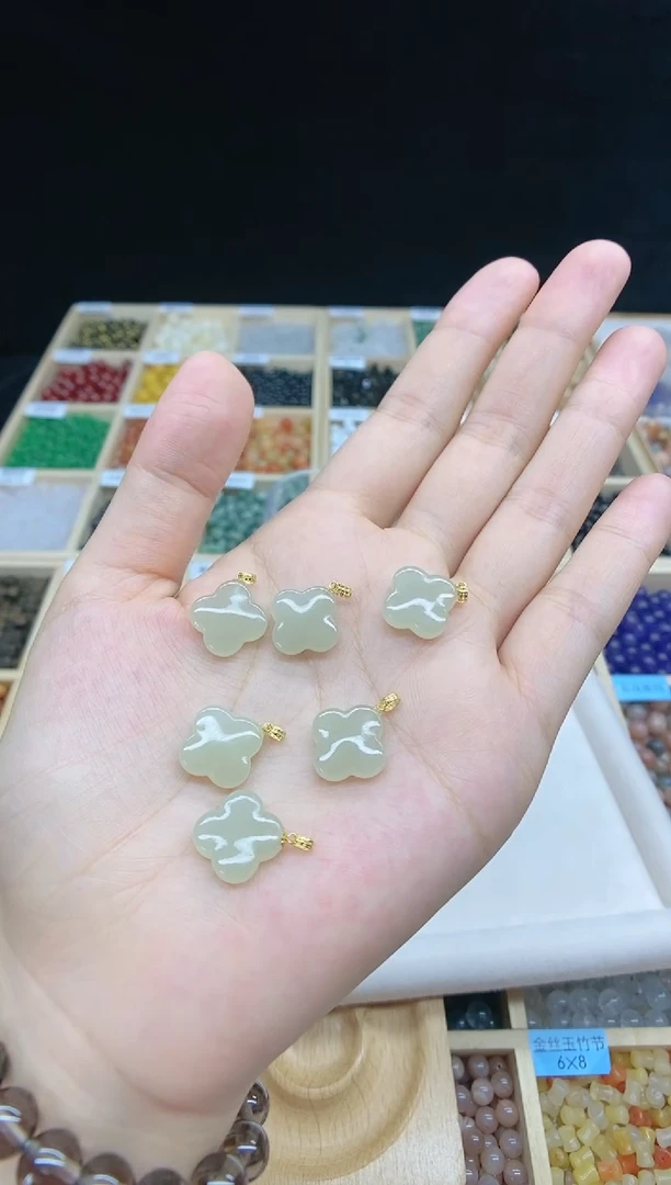 和田玉18K金镶嵌颈饰（需拍两个）吊坠多样性发一