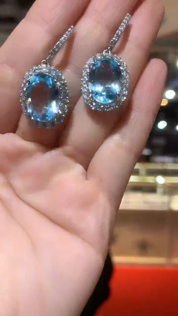 银S925镶嵌托帕石耳饰【宝石世家严选】