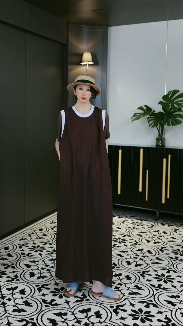 UWL2506007时尚设计拼接长款连衣裙休闲显瘦