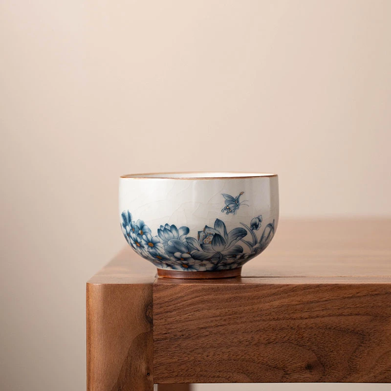 A012-禅定【百花】蓝-铜钱底